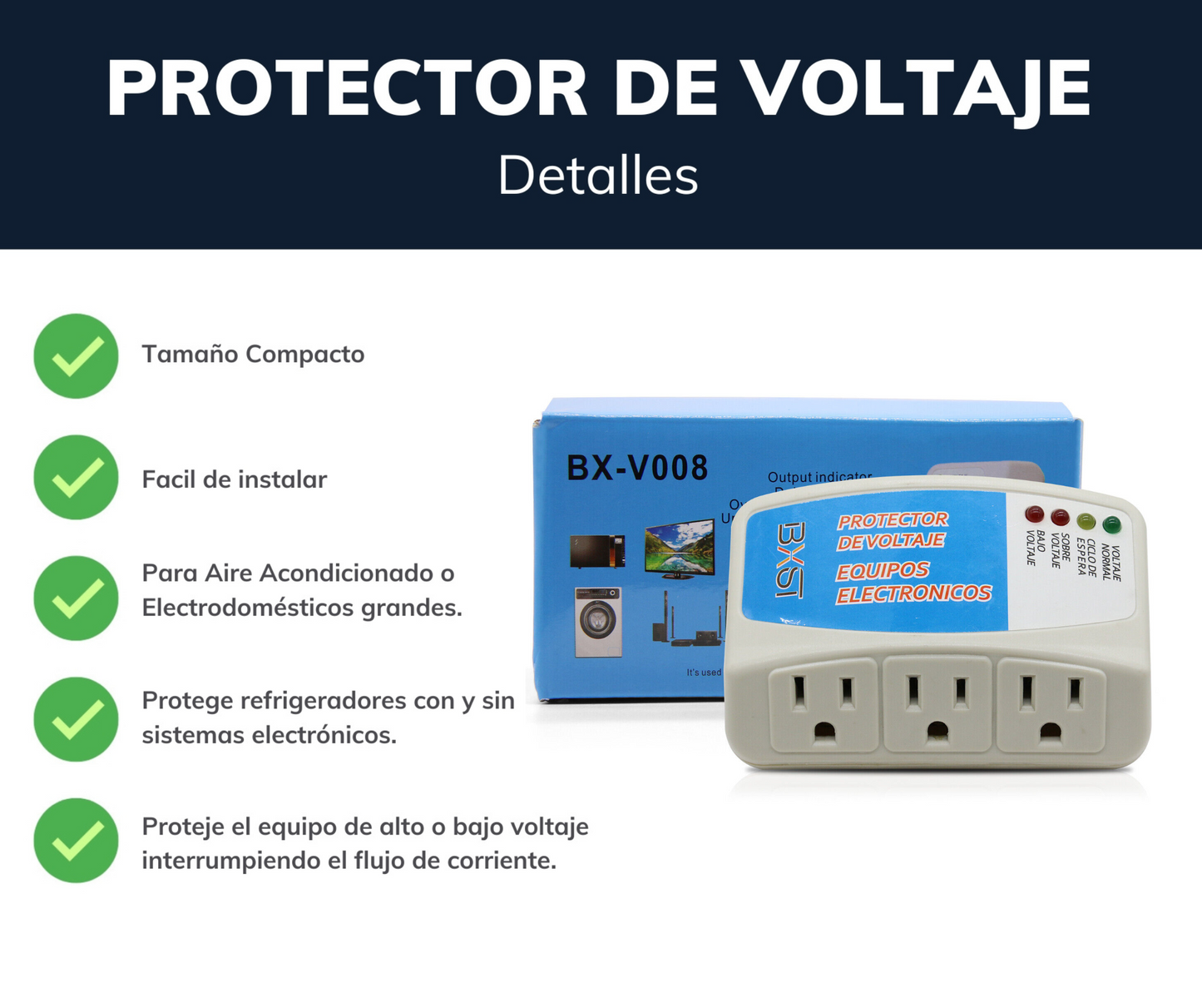 Protector de Voltaje - 3 Plugs