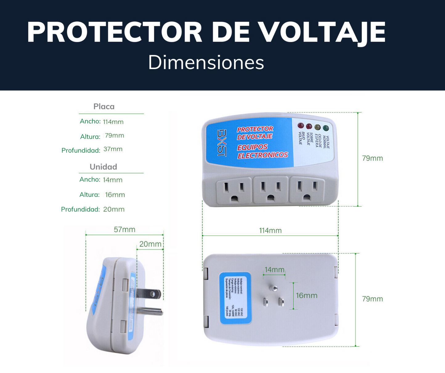 Protector de Voltaje - 3 Plugs