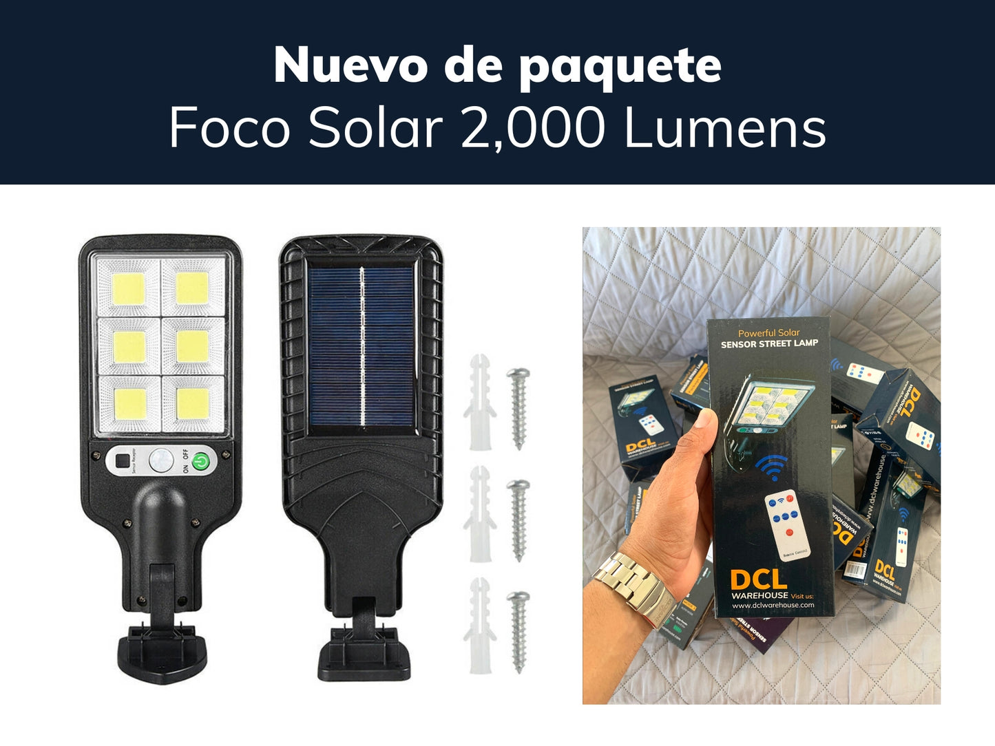 Foco Solar Led 2,000 Lumens - Compra 2 el 3ro Gratis!